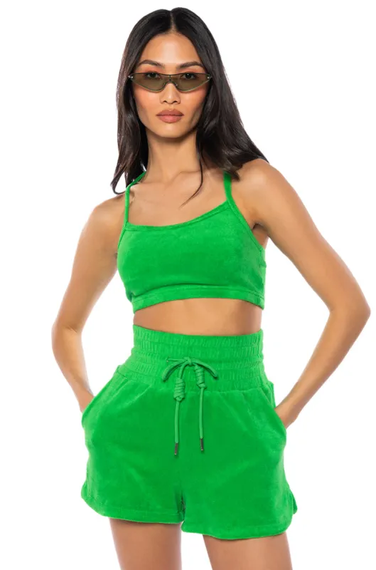 SOFT SPOT CROPPED SCOOP NECK LOUNGE TOP sold by AKIRA