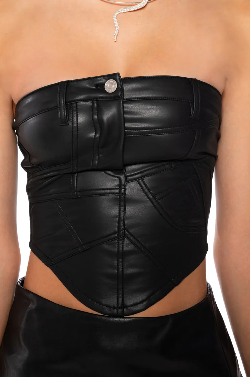 ALIYAH FAUX LEATHER PATCH TUBE TOP sold by AKIRA product image thumbnail 5