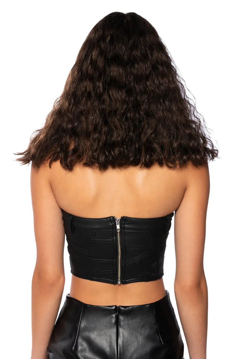 ALIYAH FAUX LEATHER PATCH TUBE TOP sold by AKIRA product image thumbnail 4