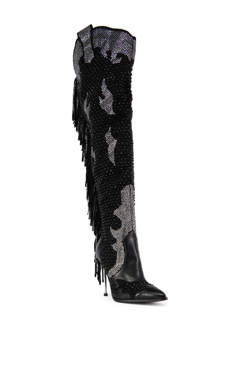 AZALEA WANG CREWE BLACK EMBELLISHED WESTERN BOOT sold by AKIRA product image thumbnail 3