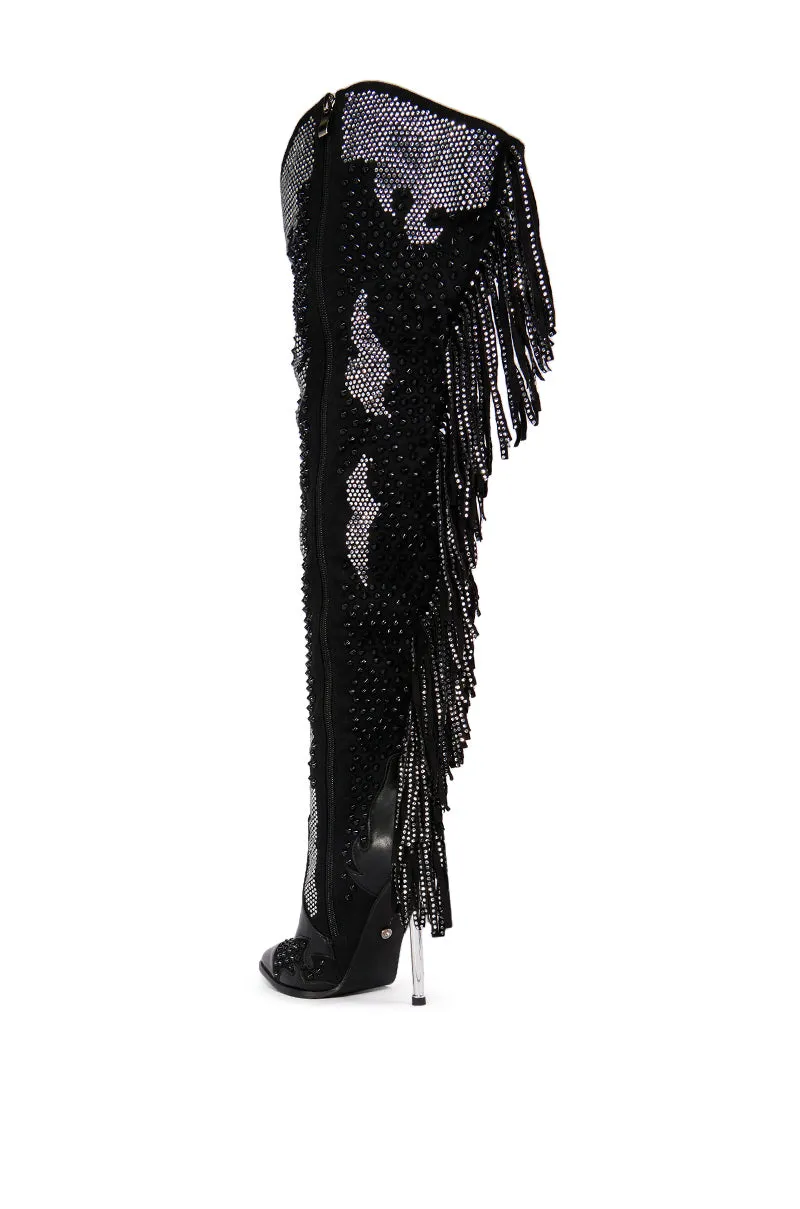 AZALEA WANG CREWE BLACK EMBELLISHED WESTERN BOOT sold by AKIRA product image thumbnail 4