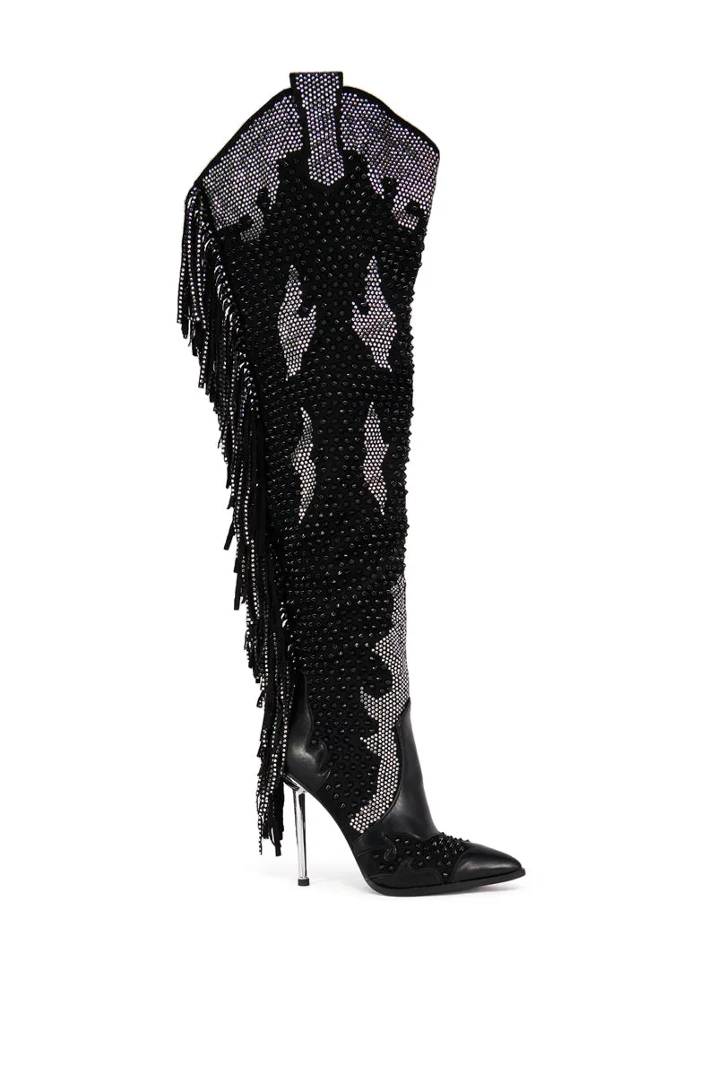 AZALEA WANG CREWE BLACK EMBELLISHED WESTERN BOOT sold by AKIRA product image thumbnail 2