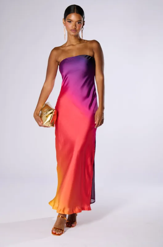 NOT GOING ANYWHERE SATIN MAXI DRESS sold by AKIRA