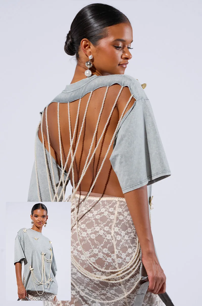 MOMENTS APART TEE WITH BUTTERFLY sold by AKIRA