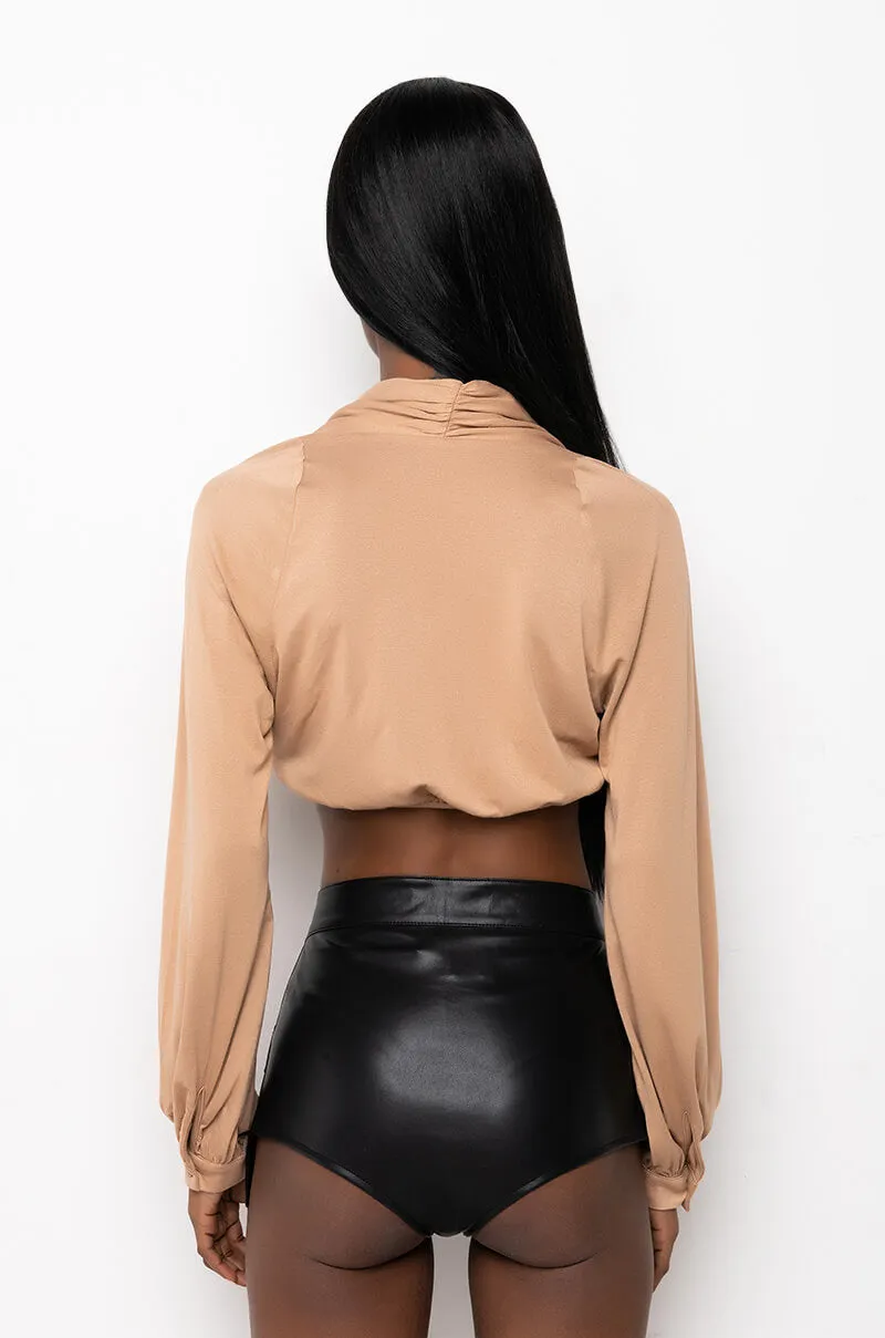 NEVER BE LIKE YOU TWIST FRONT CROP LONG SLEEVE TOP sold by AKIRA product image thumbnail 5
