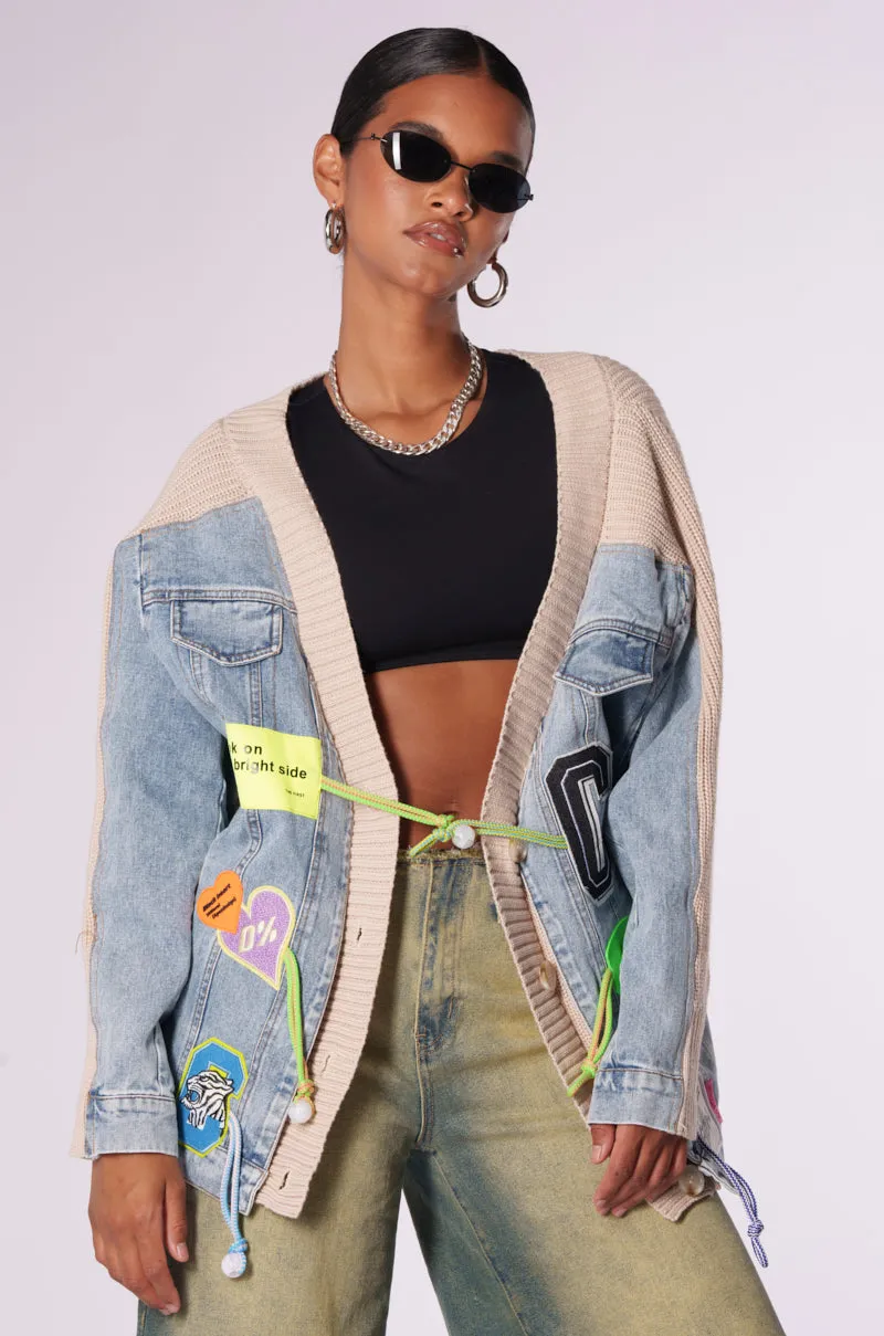 BRIGHT SIDE MIX KNIT CARDIGAN sold by AKIRA product image thumbnail 2