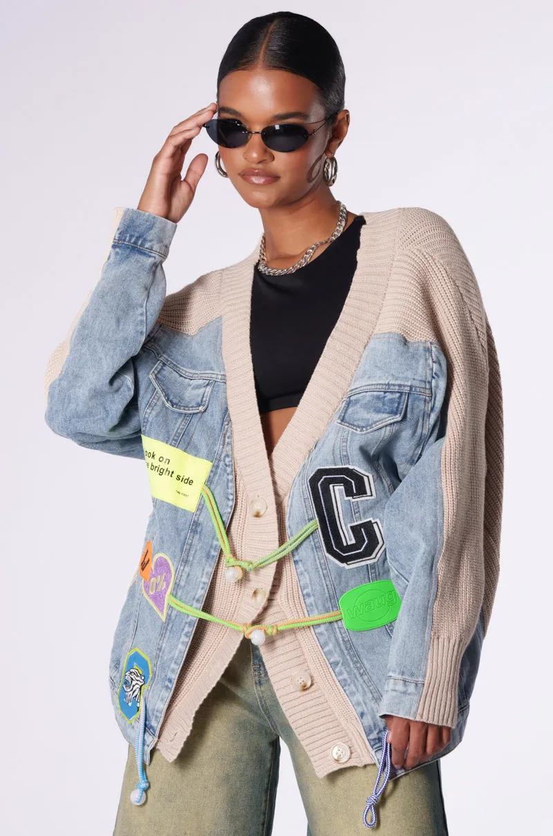 BRIGHT SIDE MIX KNIT CARDIGAN sold by AKIRA