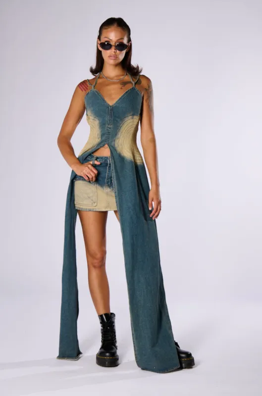 ALWAYS ON MY MIND LONG DENIM TOP sold by AKIRA