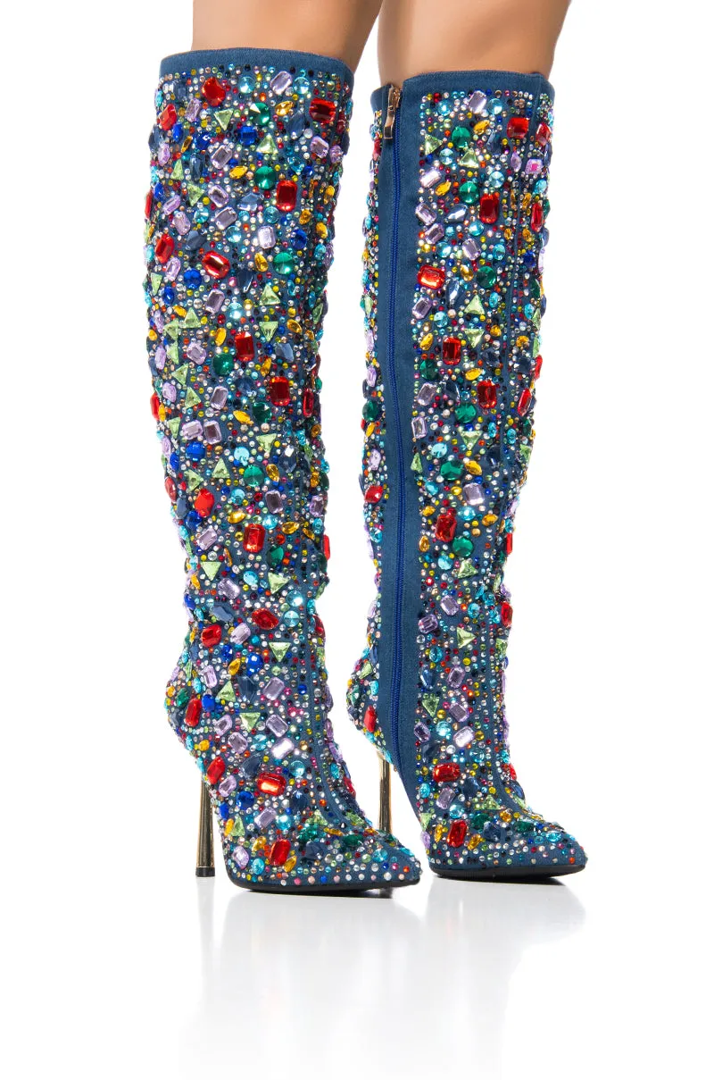 AZALEA WANG EMBER RHINESTONE MULTI STILETTO BOOT sold by AKIRA