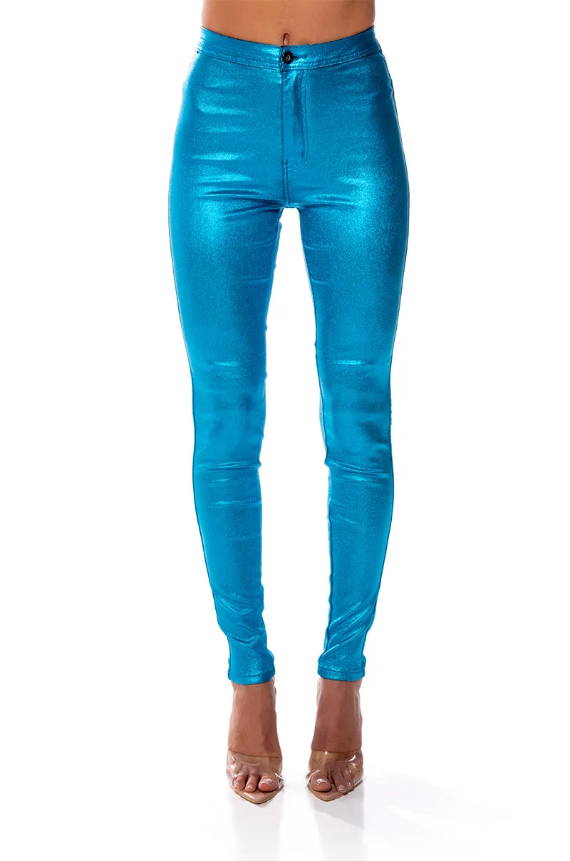 BORN TO SHINE METALLIC SKINNY PANTS sold by AKIRA product image thumbnail 4