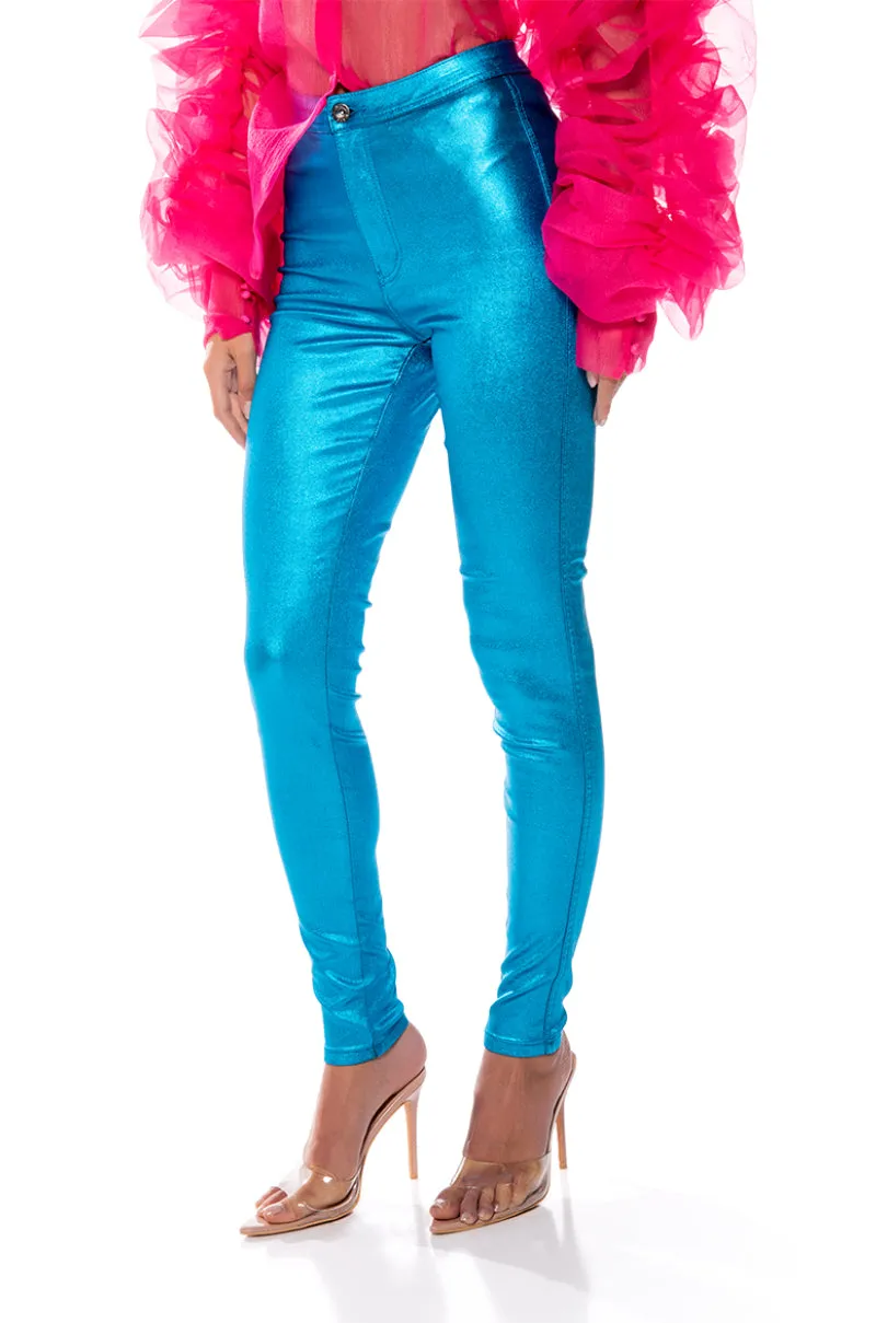 BORN TO SHINE METALLIC SKINNY PANTS sold by AKIRA product image thumbnail 2