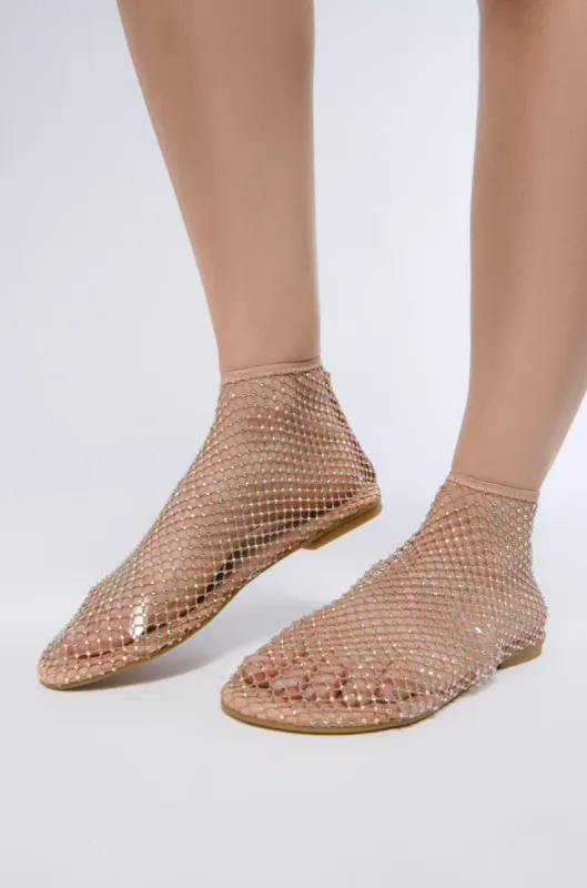 AZALEA WANG HELOISE MESH RHINESTONE FLAT IN NUDE sold by AKIRA