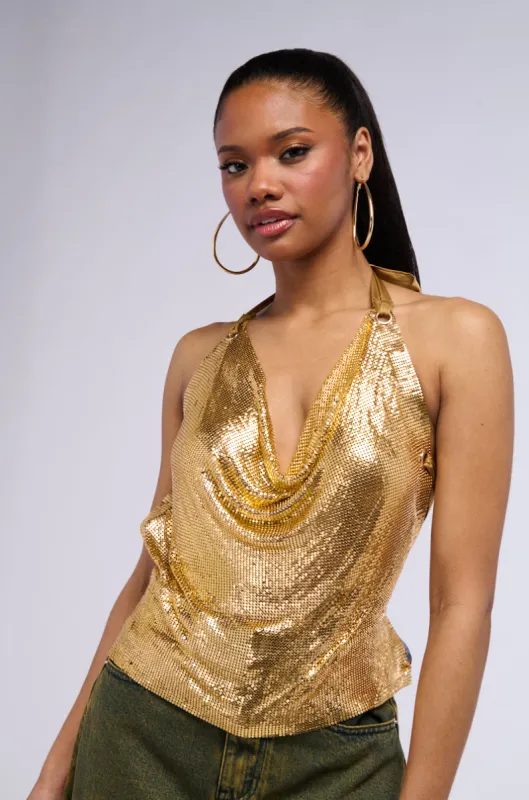 WONT STOP MOVIN CHAINMAIL HALTER TOP sold by AKIRA