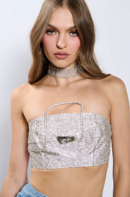 YOU KNOW THE DRILL RHINESTONE TOP sold by AKIRA