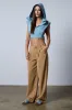 ABOUT MY CASH STRAIGHT LEG WOVEN TROUSER IN BEIGE sold by AKIRA