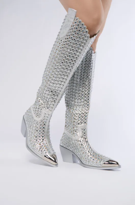 AZALEA WANG RUVIN SILVER WESTERN BOOT sold by AKIRA