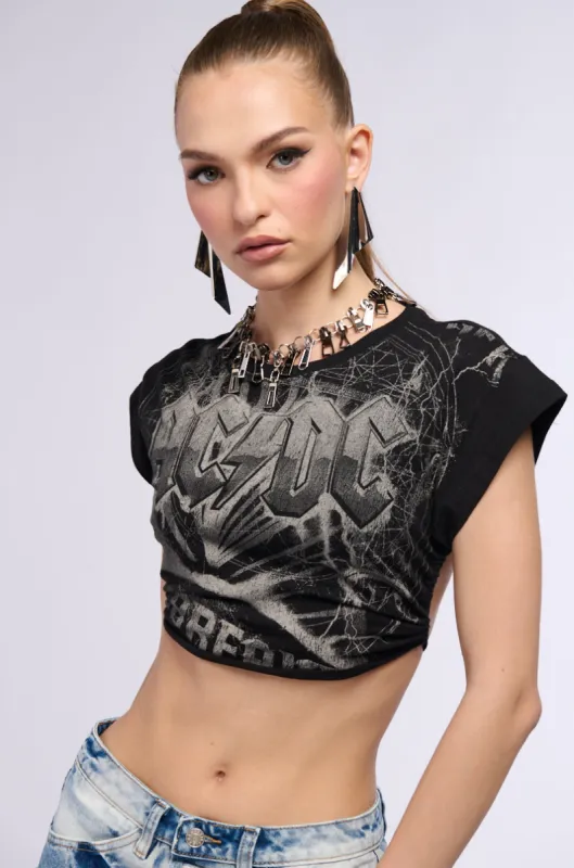 ACDC OPEN TIE BACK CROPPED T SHIRT sold by AKIRA