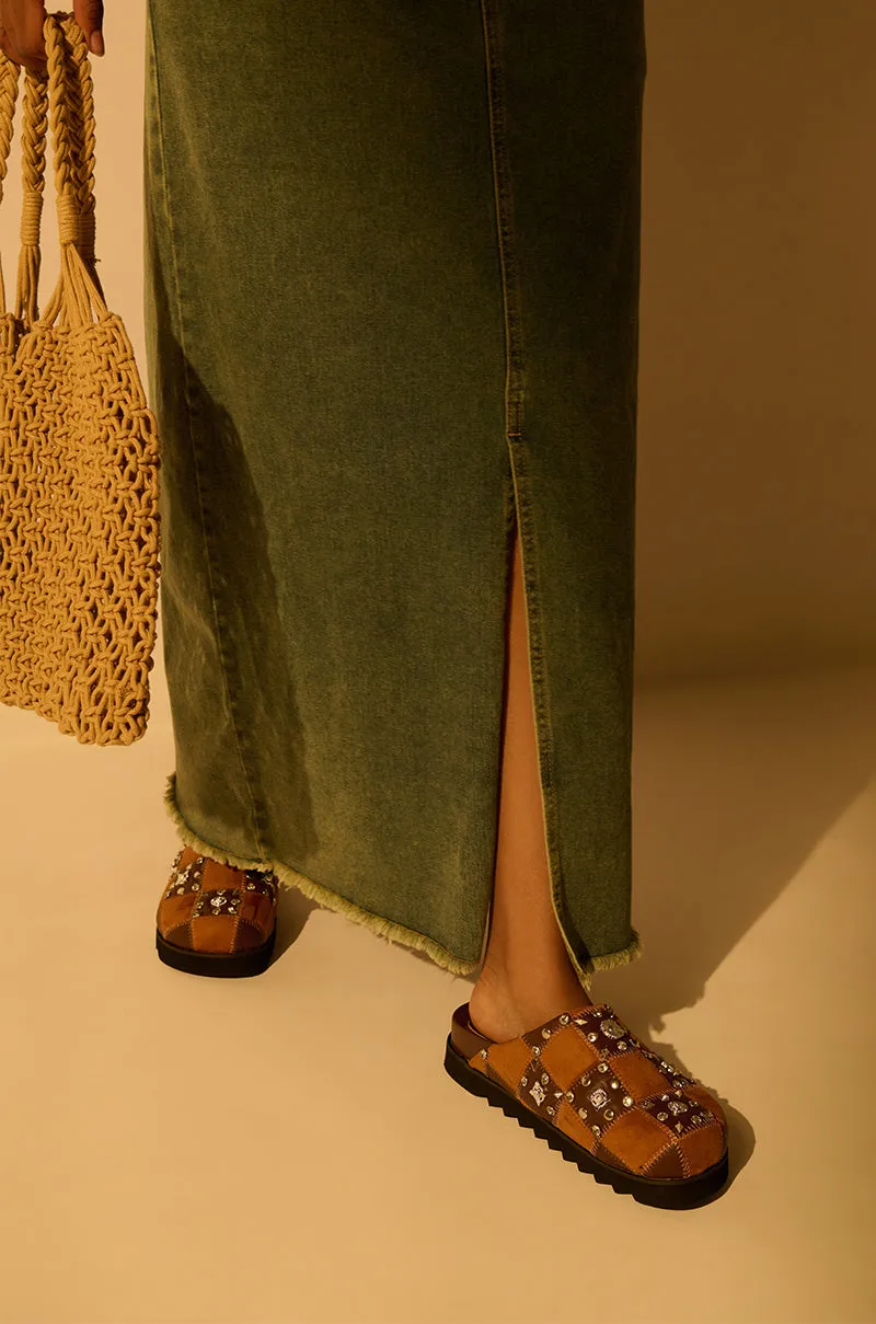 AZALEA WANG FISCHER TAN STUDDED SLIP ON FLAT sold by AKIRA