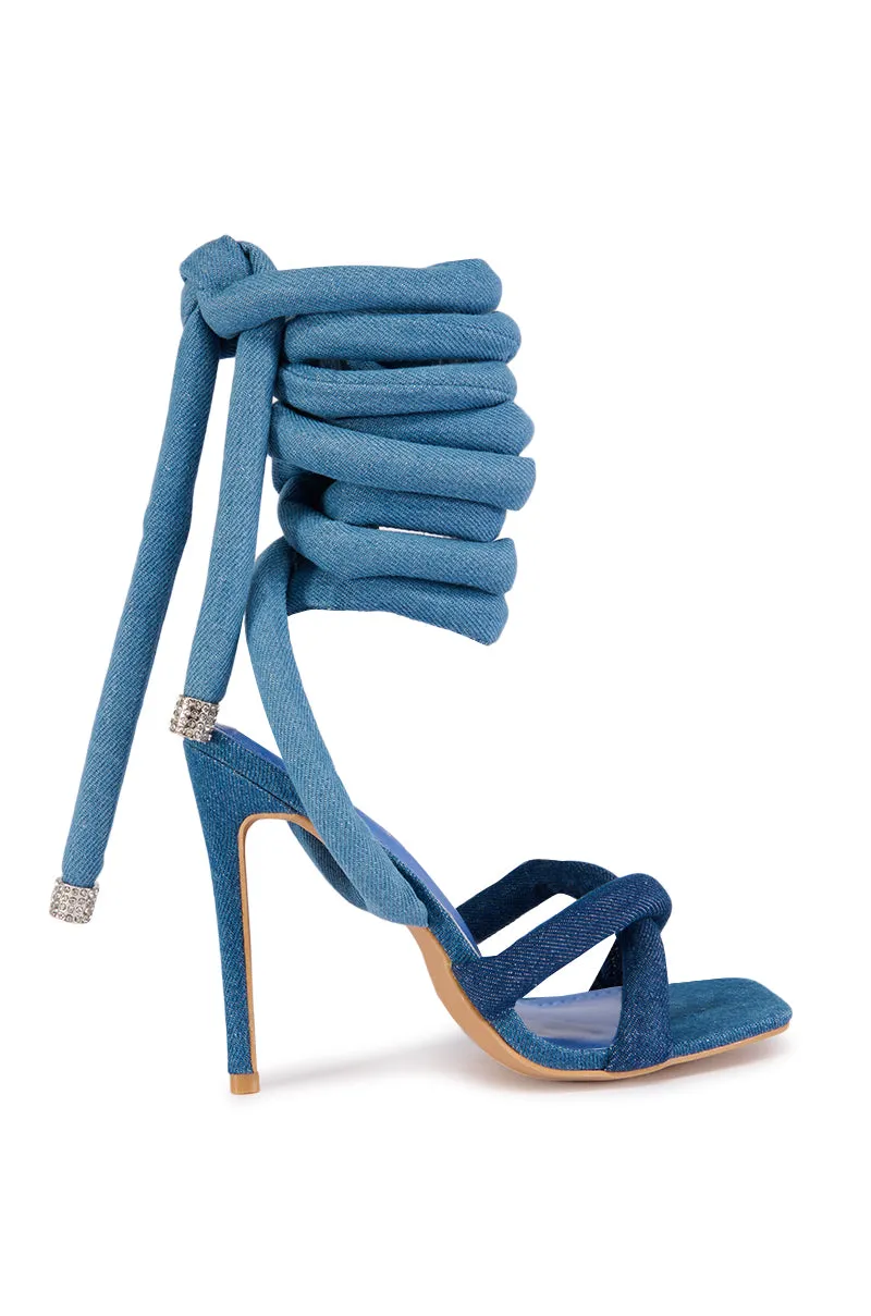 ASTRID DENIM LACE UP SANDAL sold by AKIRA product image thumbnail 3