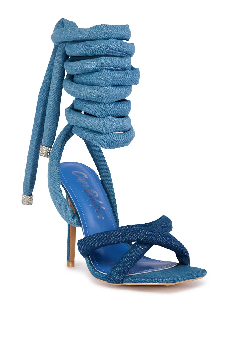 ASTRID DENIM LACE UP SANDAL sold by AKIRA product image thumbnail 4