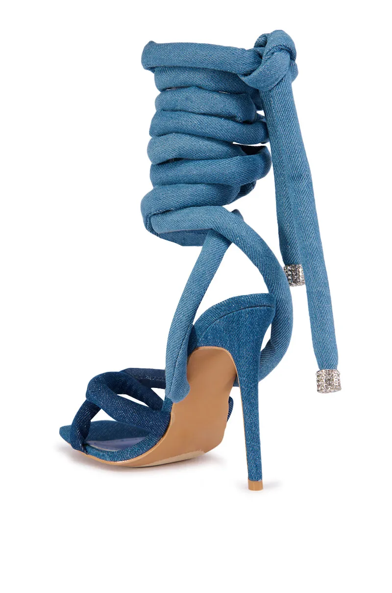 ASTRID DENIM LACE UP SANDAL sold by AKIRA product image thumbnail 5