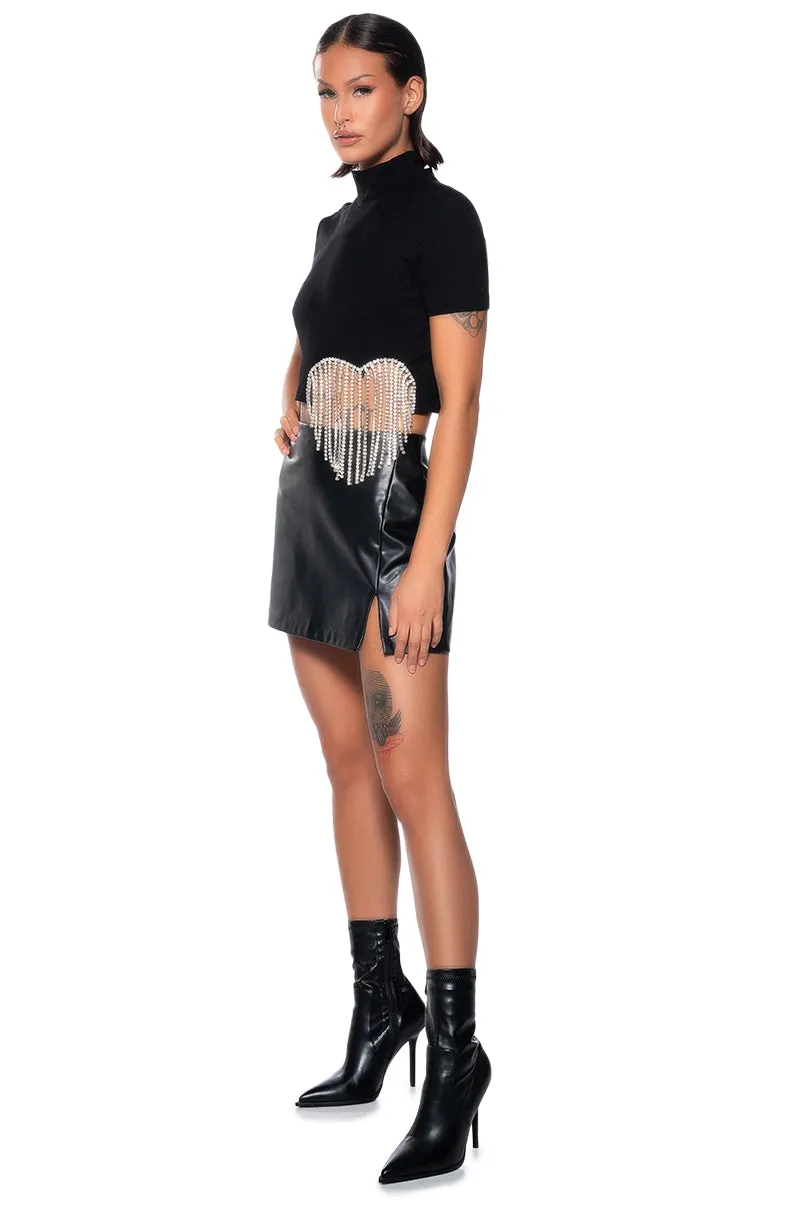 ILYSM RHINESTONE MOCK NECK SHORT SLEEVE TEE sold by AKIRA product image thumbnail 4