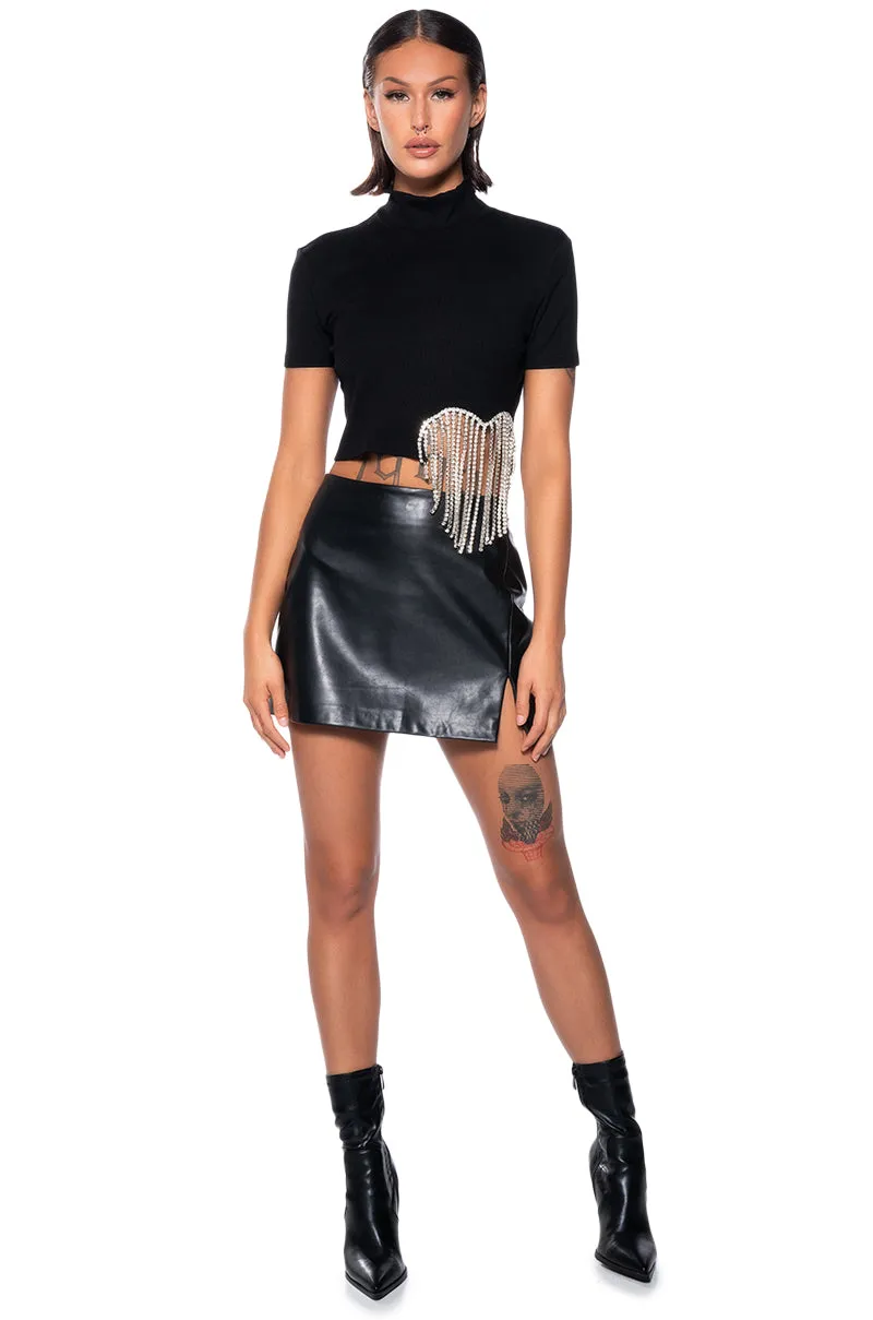 ILYSM RHINESTONE MOCK NECK SHORT SLEEVE TEE sold by AKIRA product image thumbnail 3