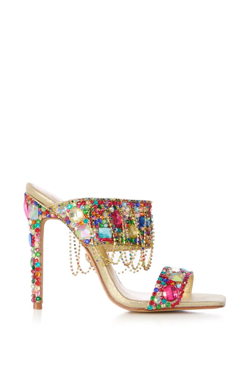 AZALEA WANG CAMP EMBELLISHED STILETTO SANDAL IN GOLD sold by AKIRA product image thumbnail 2