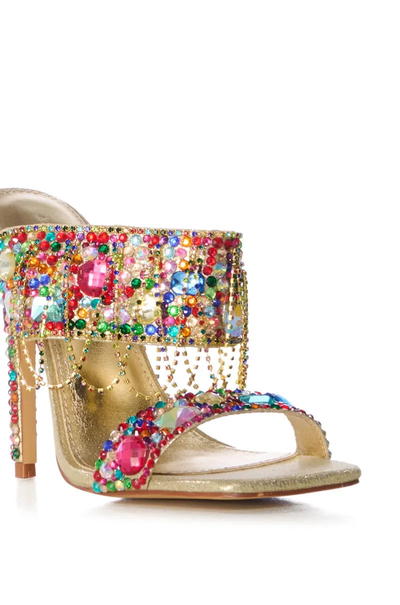 AZALEA WANG CAMP EMBELLISHED STILETTO SANDAL IN GOLD sold by AKIRA product image thumbnail 5