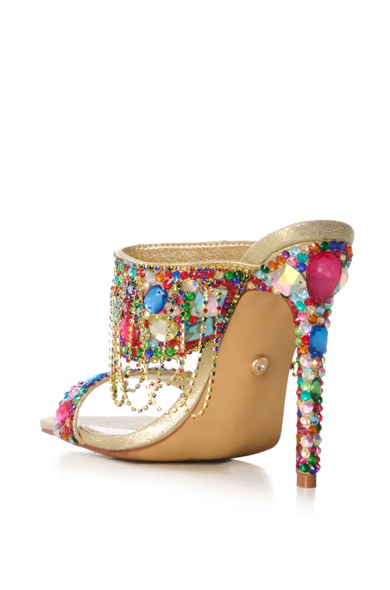 AZALEA WANG CAMP EMBELLISHED STILETTO SANDAL IN GOLD sold by AKIRA product image thumbnail 4