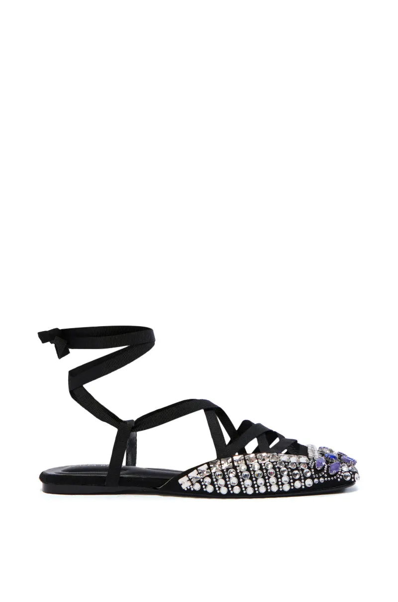 AZALEA WANG NELSIE BLACK EMBELLISHED LACE UP FLAT sold by AKIRA product image thumbnail 3