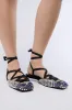 AZALEA WANG NELSIE BLACK EMBELLISHED LACE UP FLAT sold by AKIRA
