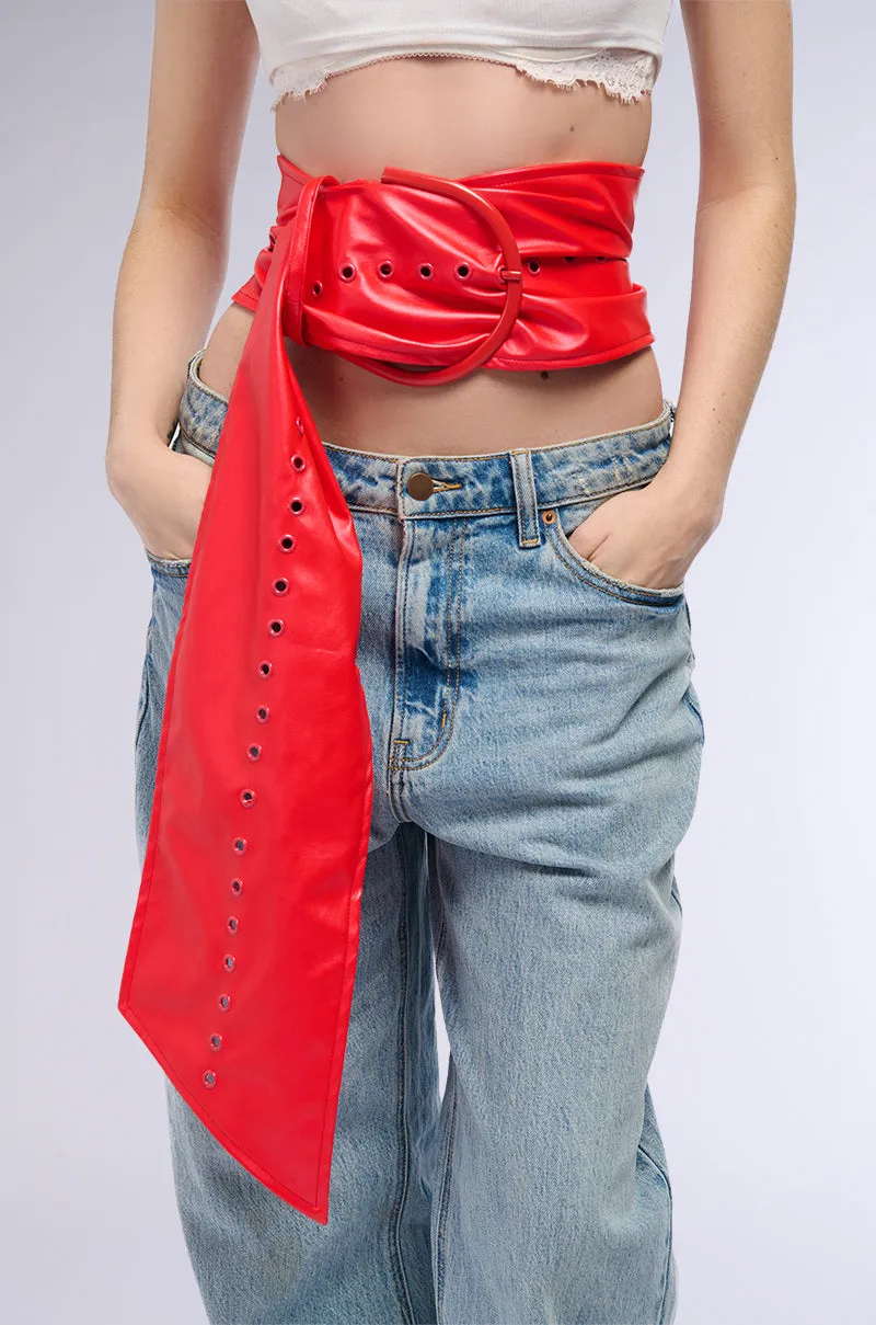 BIGGER IS ALWAYS BETTER PU BELT IN RED sold by AKIRA product image thumbnail 2