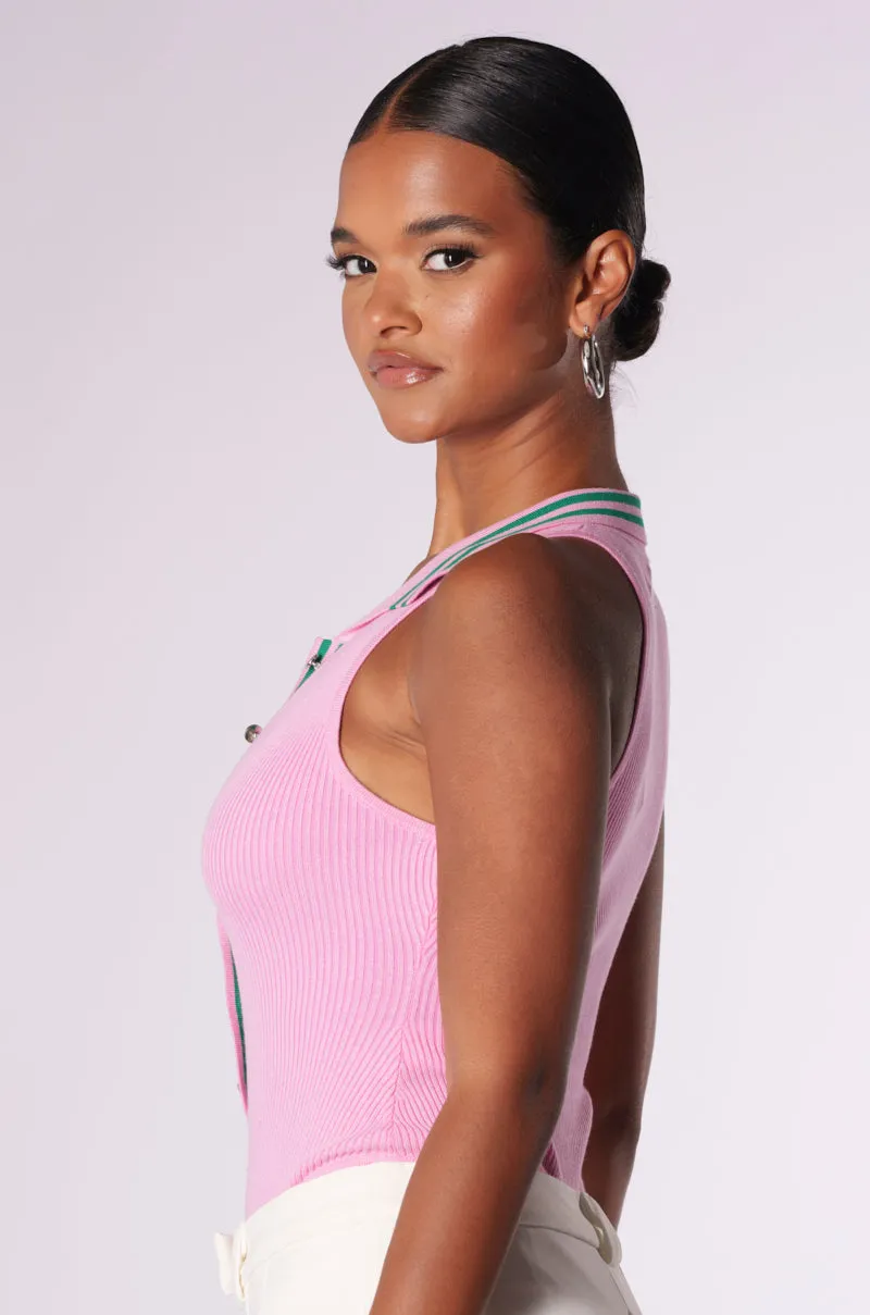 ALWAYS LUCKY RIBBED SLEEVELESS BODYSUIT IN PINK sold by AKIRA product image thumbnail 2