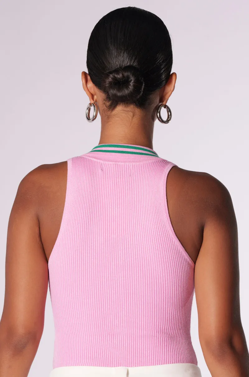 ALWAYS LUCKY RIBBED SLEEVELESS BODYSUIT IN PINK sold by AKIRA product image thumbnail 3