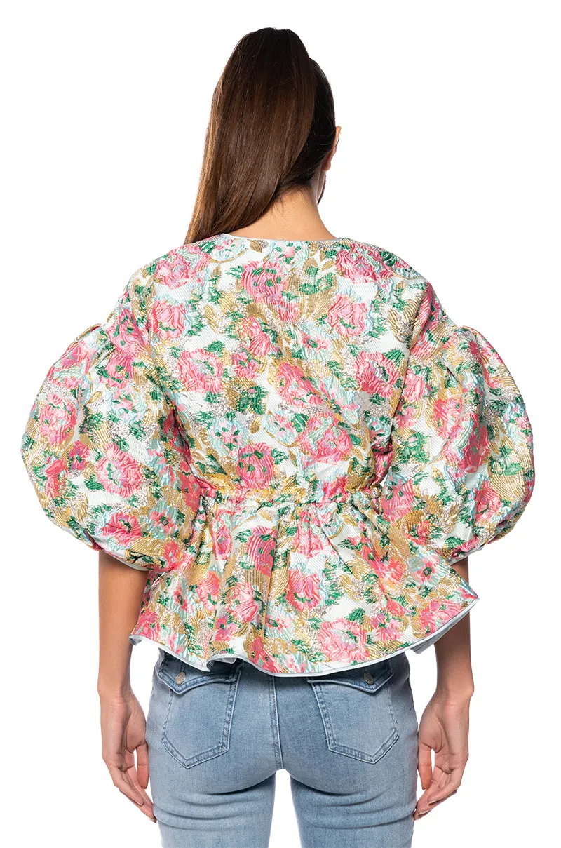 FIELD OF ROSES BROCADE BLOUSE sold by AKIRA product image thumbnail 5