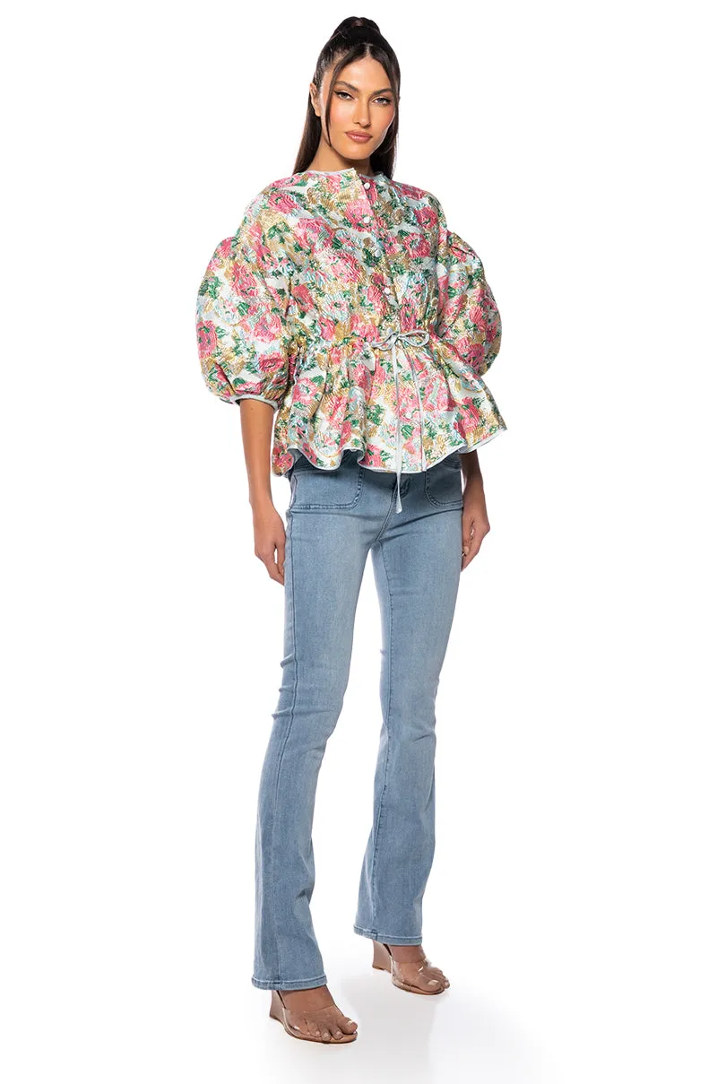 FIELD OF ROSES BROCADE BLOUSE sold by AKIRA product image thumbnail 3