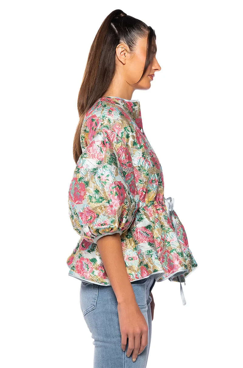 FIELD OF ROSES BROCADE BLOUSE sold by AKIRA product image thumbnail 4
