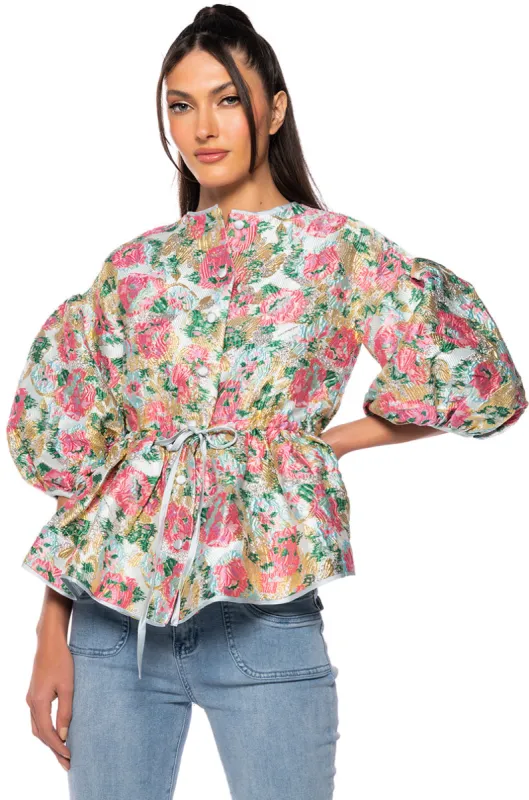 FIELD OF ROSES BROCADE BLOUSE sold by AKIRA