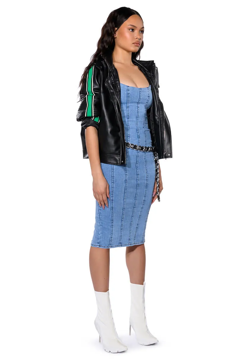 THOSE WHO GET IT DENIM MIDI DRESS sold by AKIRA product image thumbnail 4