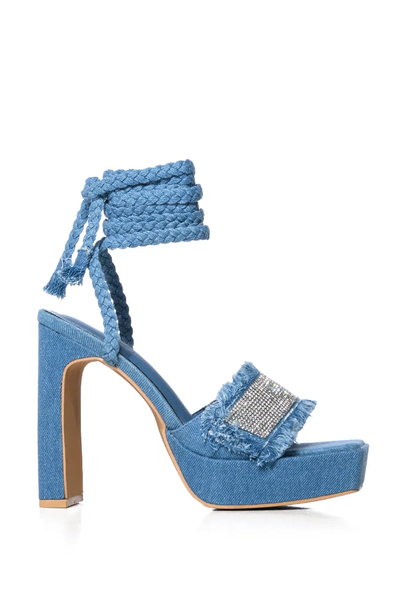 DANNIE LIGHT BLUE STRAPPY DENIM SANDAL sold by AKIRA product image thumbnail 3