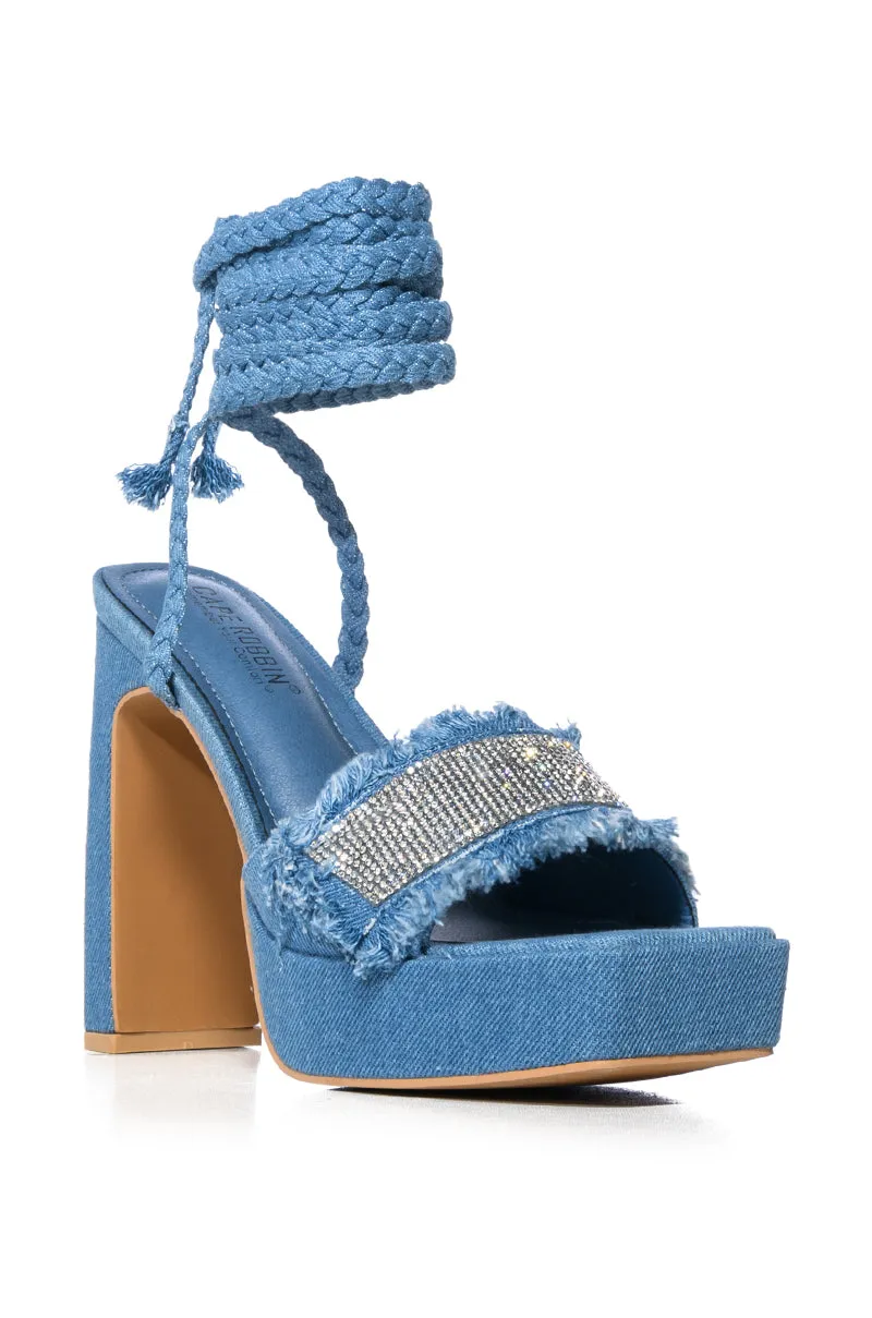 DANNIE LIGHT BLUE STRAPPY DENIM SANDAL sold by AKIRA product image thumbnail 4