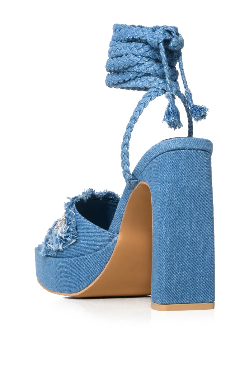 DANNIE LIGHT BLUE STRAPPY DENIM SANDAL sold by AKIRA product image thumbnail 5