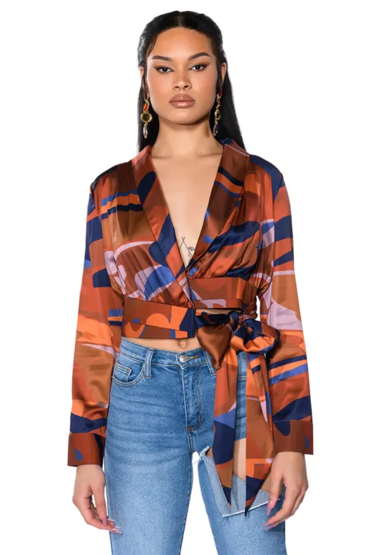 CASABLANCA SATIN PRINTED BLOUSE sold by AKIRA