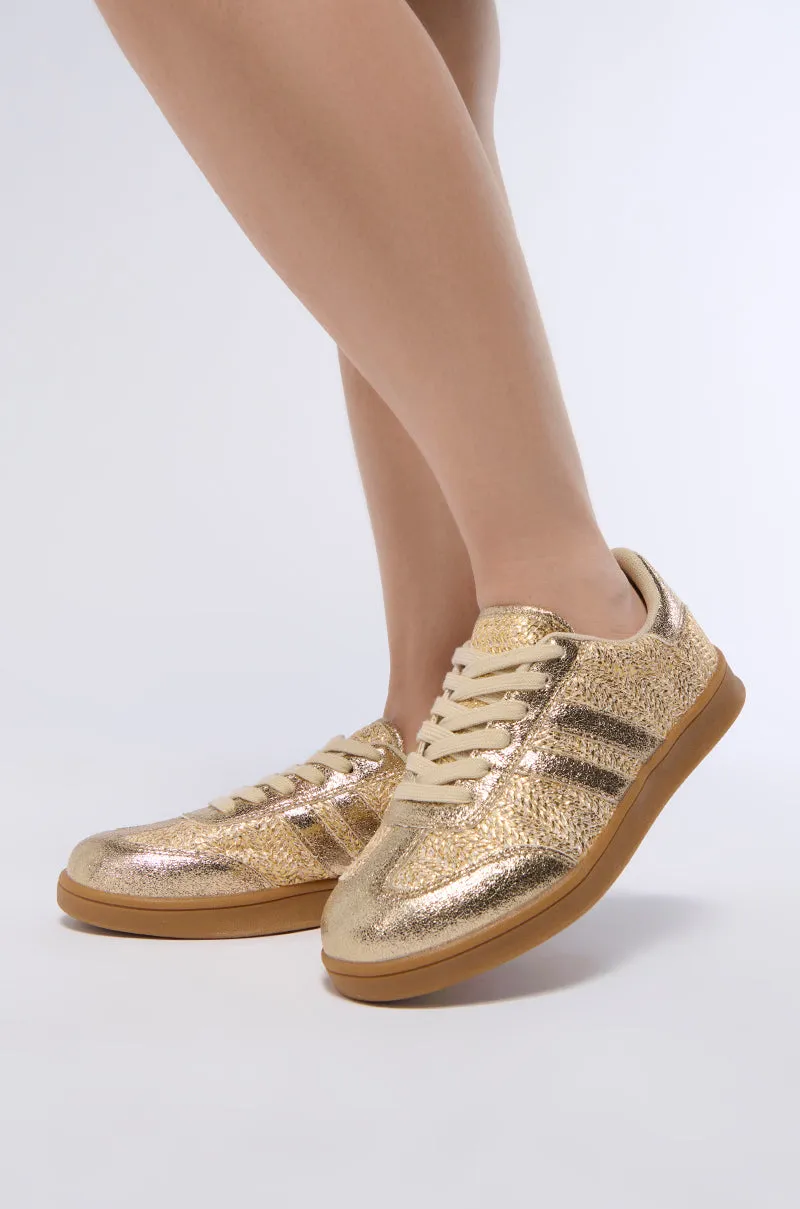AZALEA WANG ELDER GOLD SNEAKER sold by AKIRA