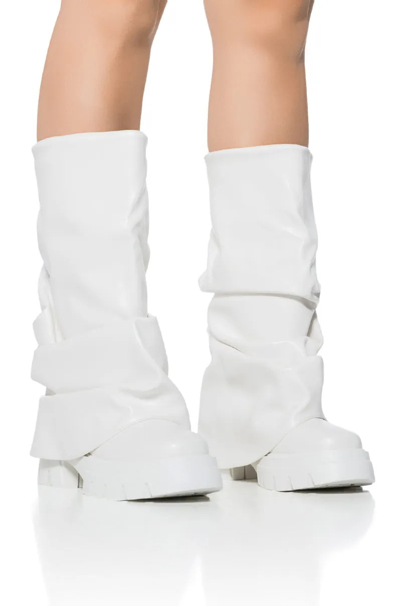 AZALEA WANG MATE MID CALF BOOT IN WHITE sold by AKIRA