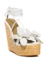 BLOOMY FLOWER LACE UP WEDGE SANDAL IN WHITE sold by AKIRA
