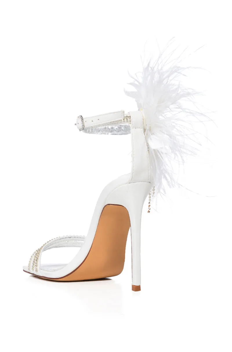 AZALEA WANG LICORICE FEATHER FLOWER EMBELLISHED SANDAL IN WHITE sold by AKIRA product image thumbnail 4