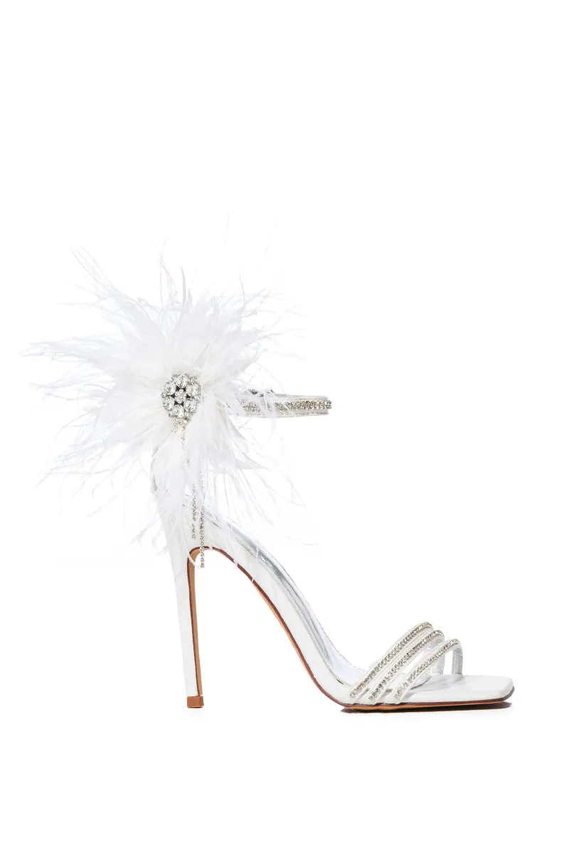 AZALEA WANG LICORICE FEATHER FLOWER EMBELLISHED SANDAL IN WHITE sold by AKIRA product image thumbnail 2