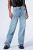 EVERYTIME RHINESTONE EMBELLISHED STRAIGHT LEG JEANS sold by AKIRA